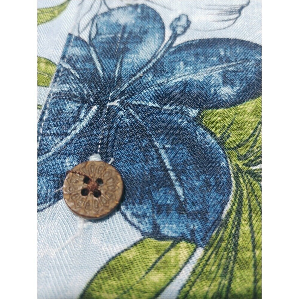 Caribbean joe Hawaiian Shirt for Mens Size Medium Blue Short Sleeve 100% Rayon - Picture 7 of 11